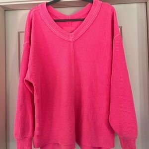 Aerie Bright Pink V-Neck Sweater